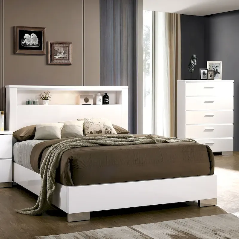 Champs Contemporary Solid Wood 2-Piece Storage Bed and Tall Dresser Set by Furniture of America