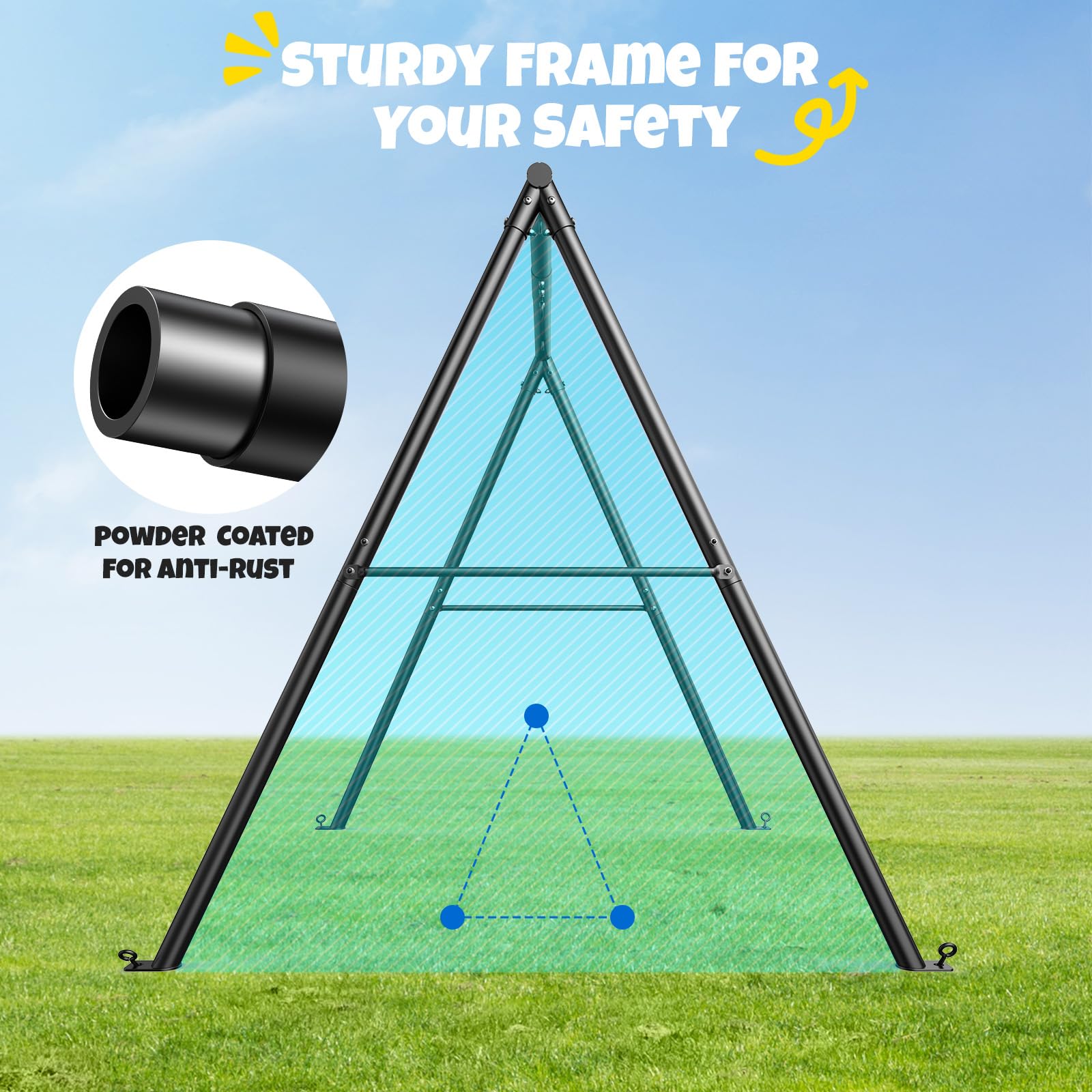 TREKASSY 440lbs Swing Set with 40 Saucer Swing and Metal Stand