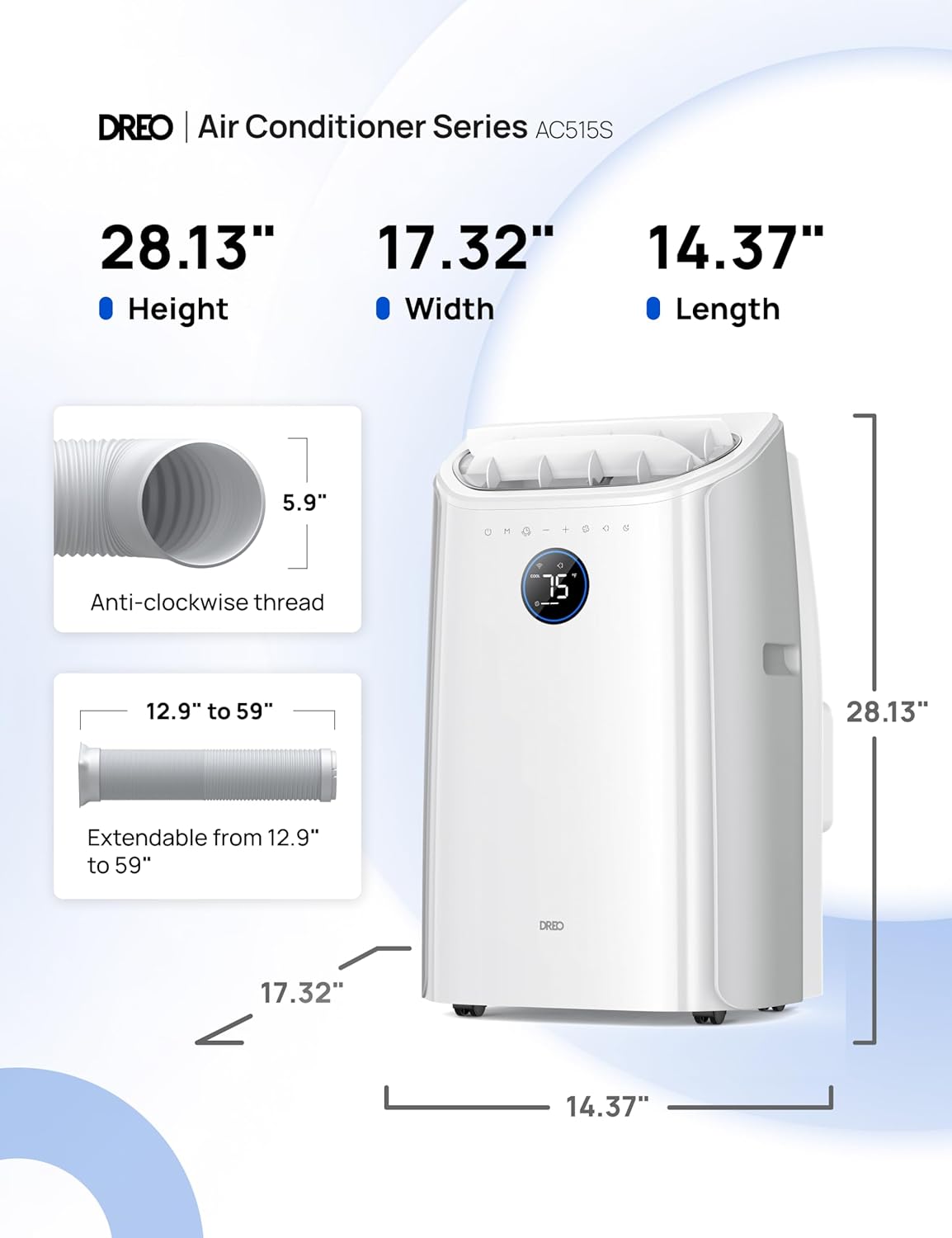 DREO Portable Air Conditioner 12,000 BTU with Smart Features