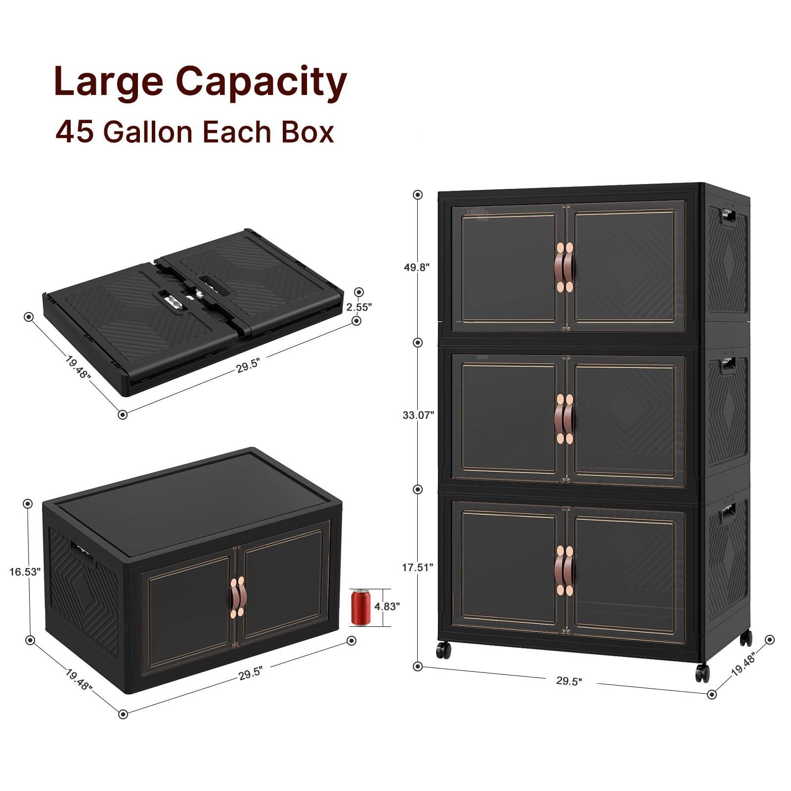 UAMFURI Stackable Storage Bins with Lids - Extra Large 540QT