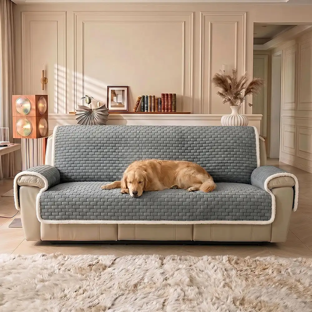One-Piece Plush Non-Slip Office Chair Protector & Couch Cover with Elastic Straps