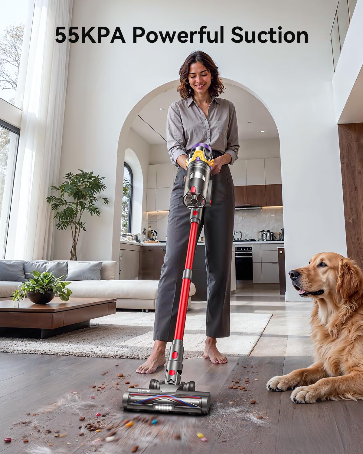 UOSOGI Cordless Vacuum Cleaner 55KPA 650W with Hurricane Mode