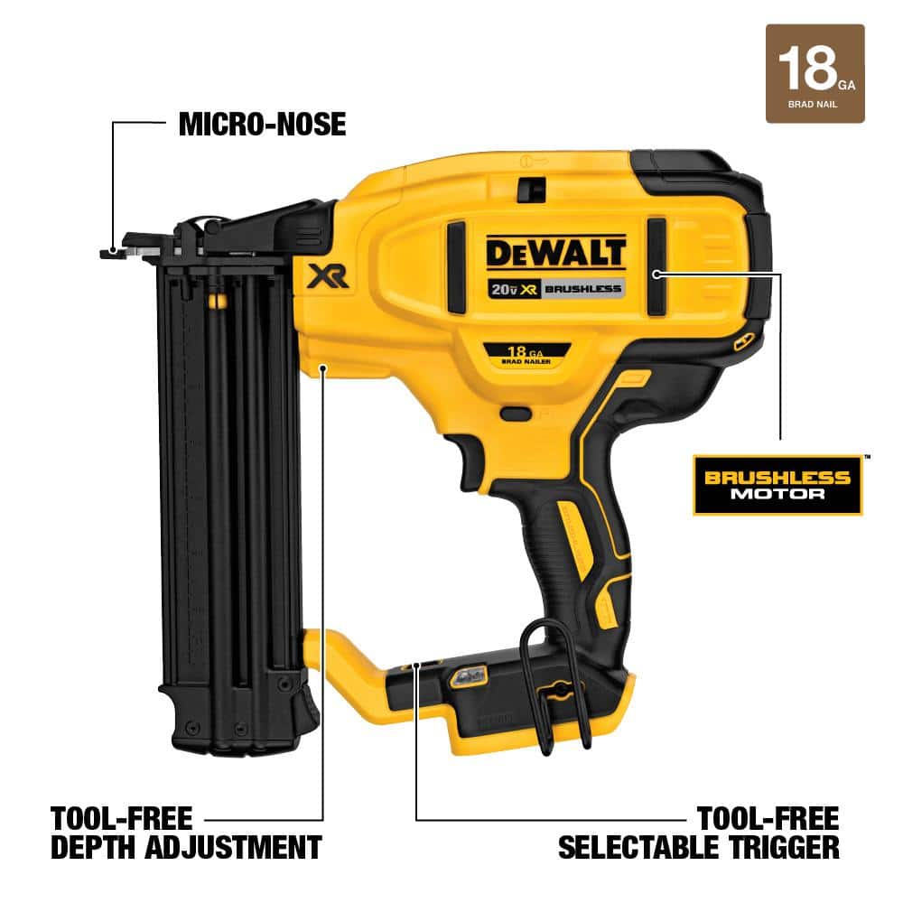 20V MAX XR Lithium-Ion CordlessGauge Brad Nailer (Tool Only)