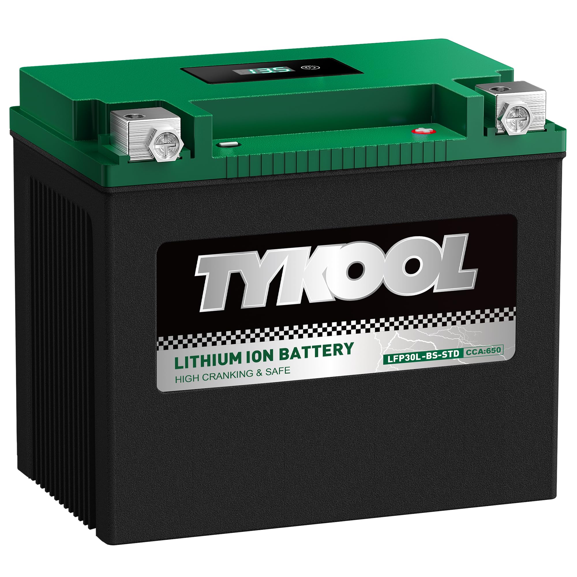 TYKOOL LFP30L-BS-STD Lithium Motorcycle Battery, 650CCA