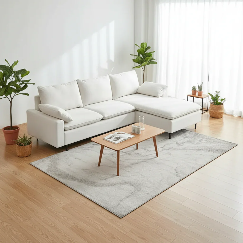 Chaise-Style L-Shaped Linen Sectional Sofa