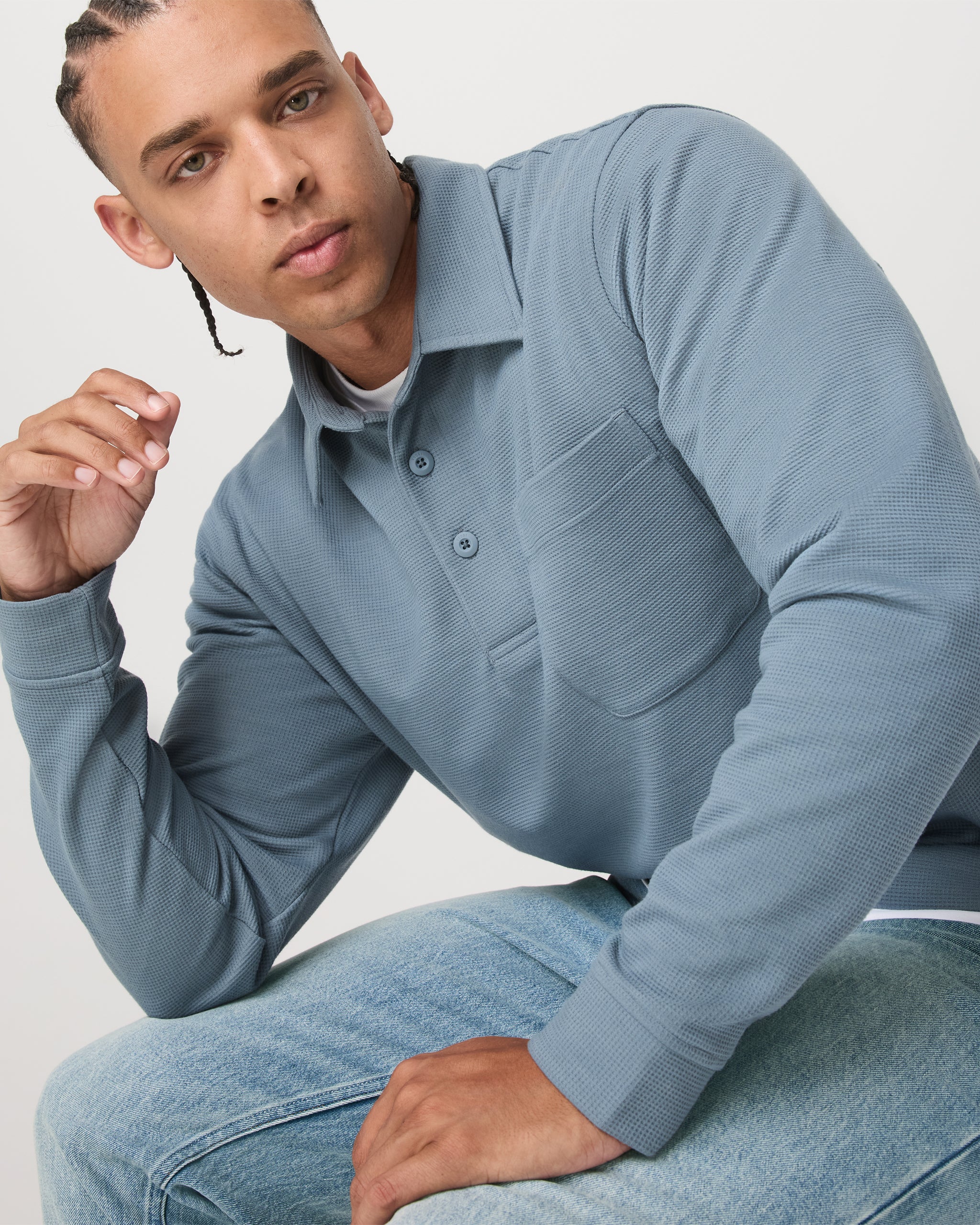 Long Sleeve Waffle Polo - Vuori Warehouse Sale​