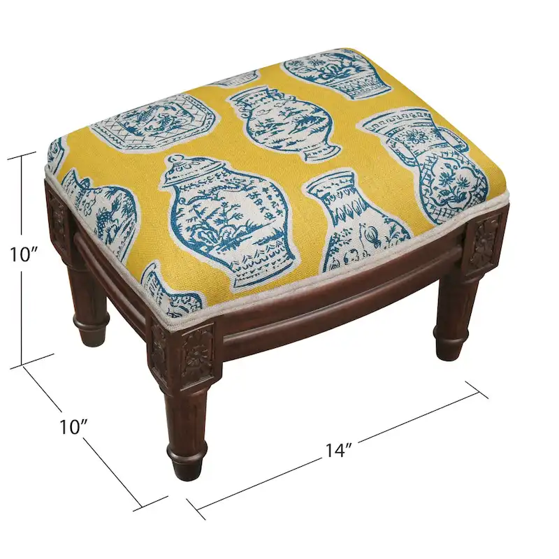 Blue and Yellow Ginger Jar Ottoman