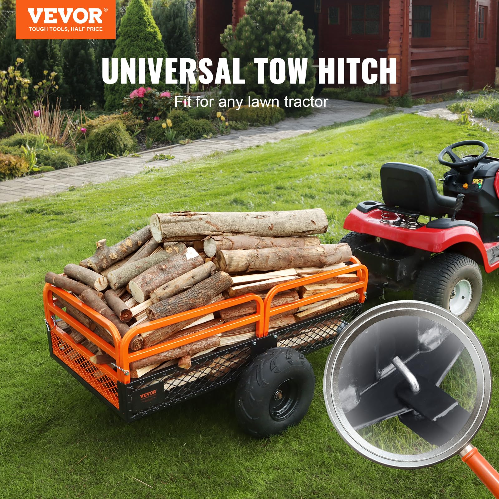VEVOR ATV UTV Dump Cart | 1500lbs Capacity, 15 Cubic Feet