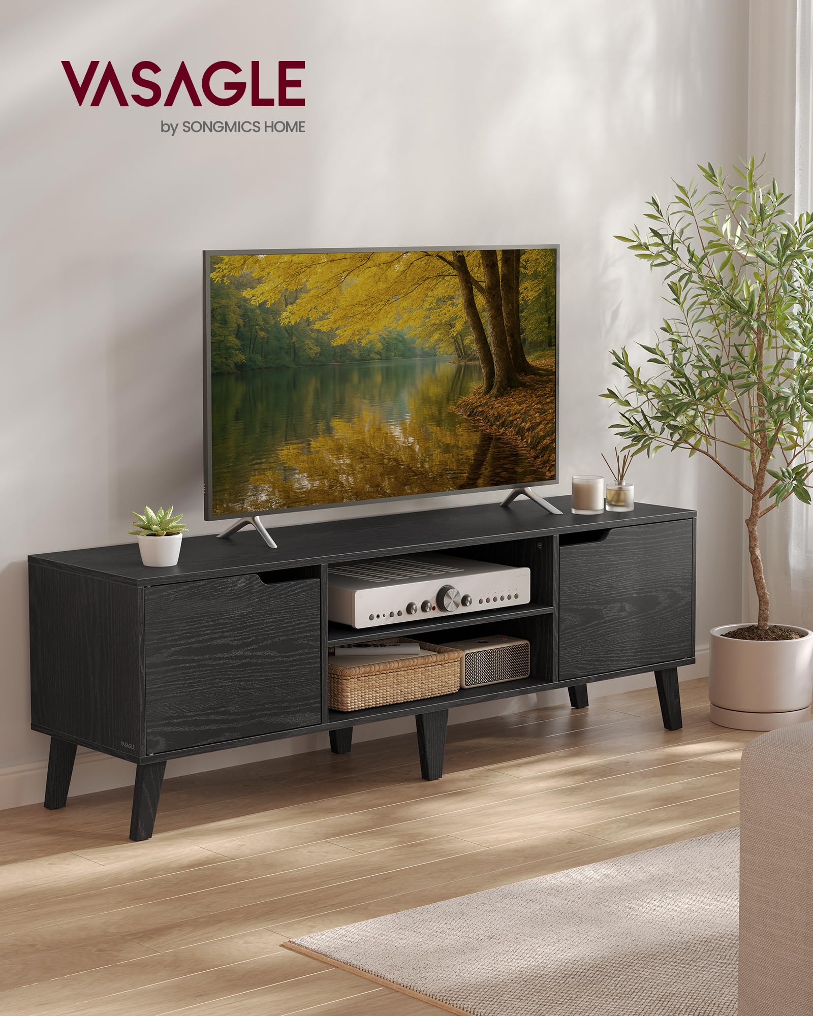 VASAGLE TV Stand for 65-Inch TVs, Adjustable Media Console