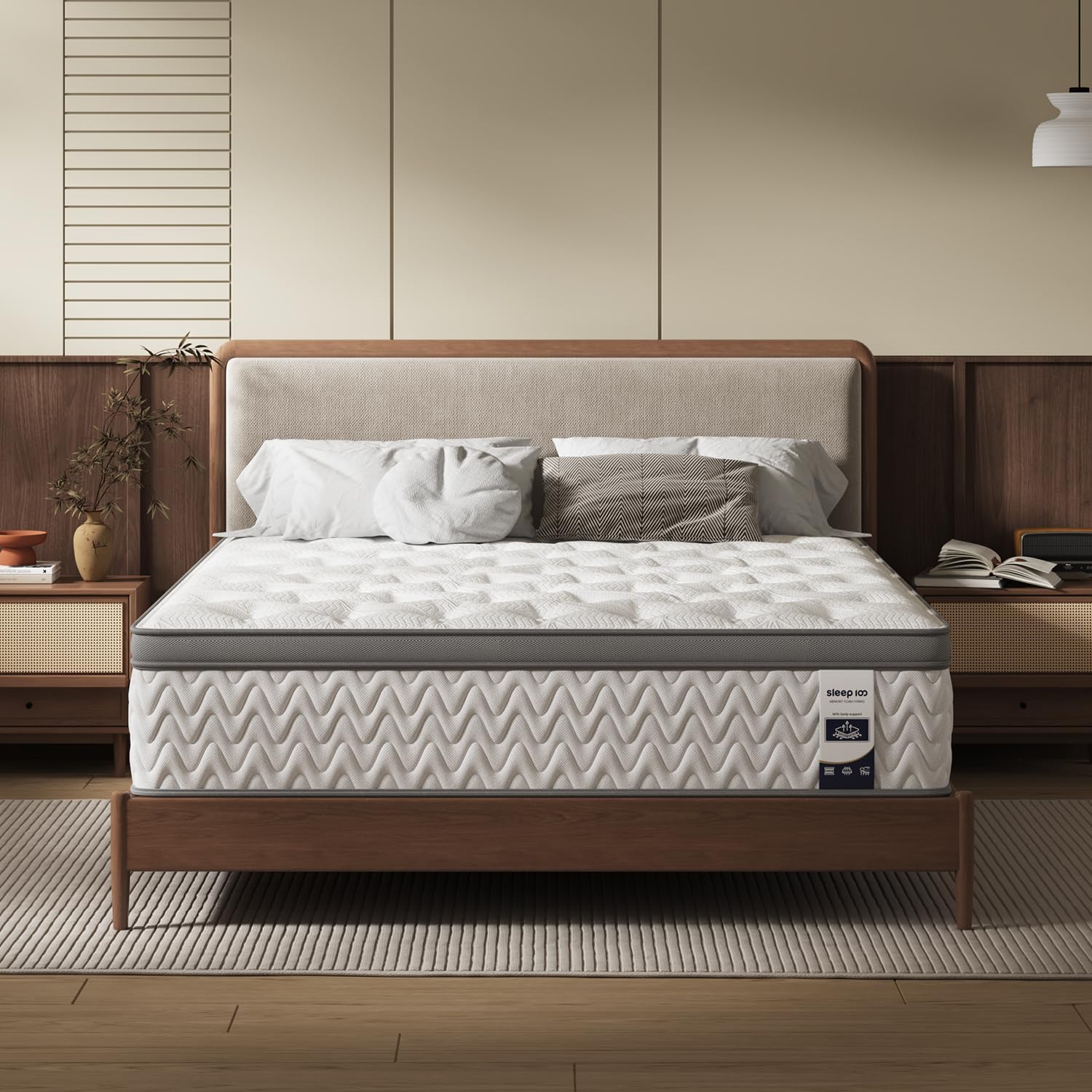 SLEEP100 Queen 14-Inch Hybrid Mattress with Lumbar Support