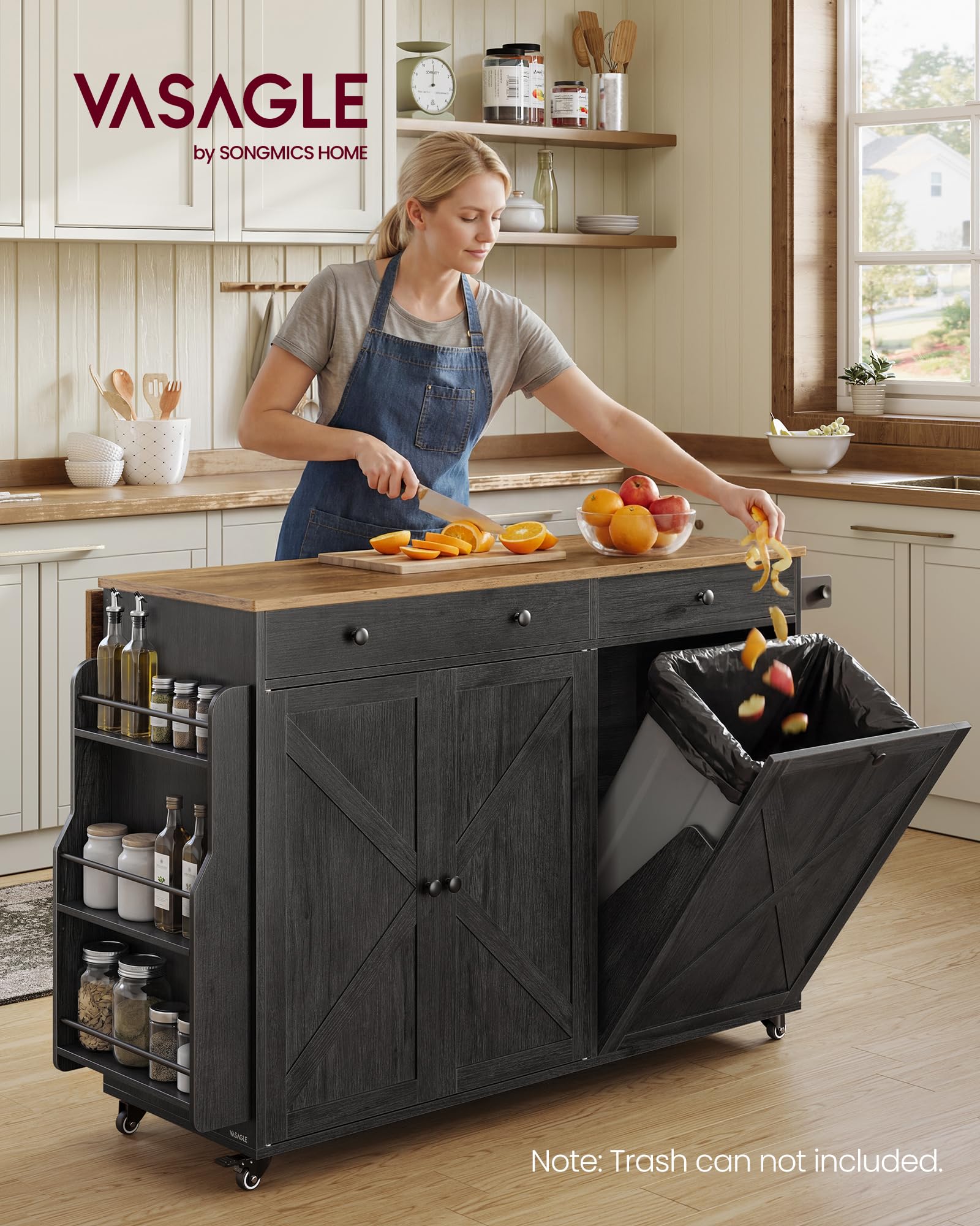 VASAGLE Mobile Kitchen Island Cart with Storage & Drop Leaf