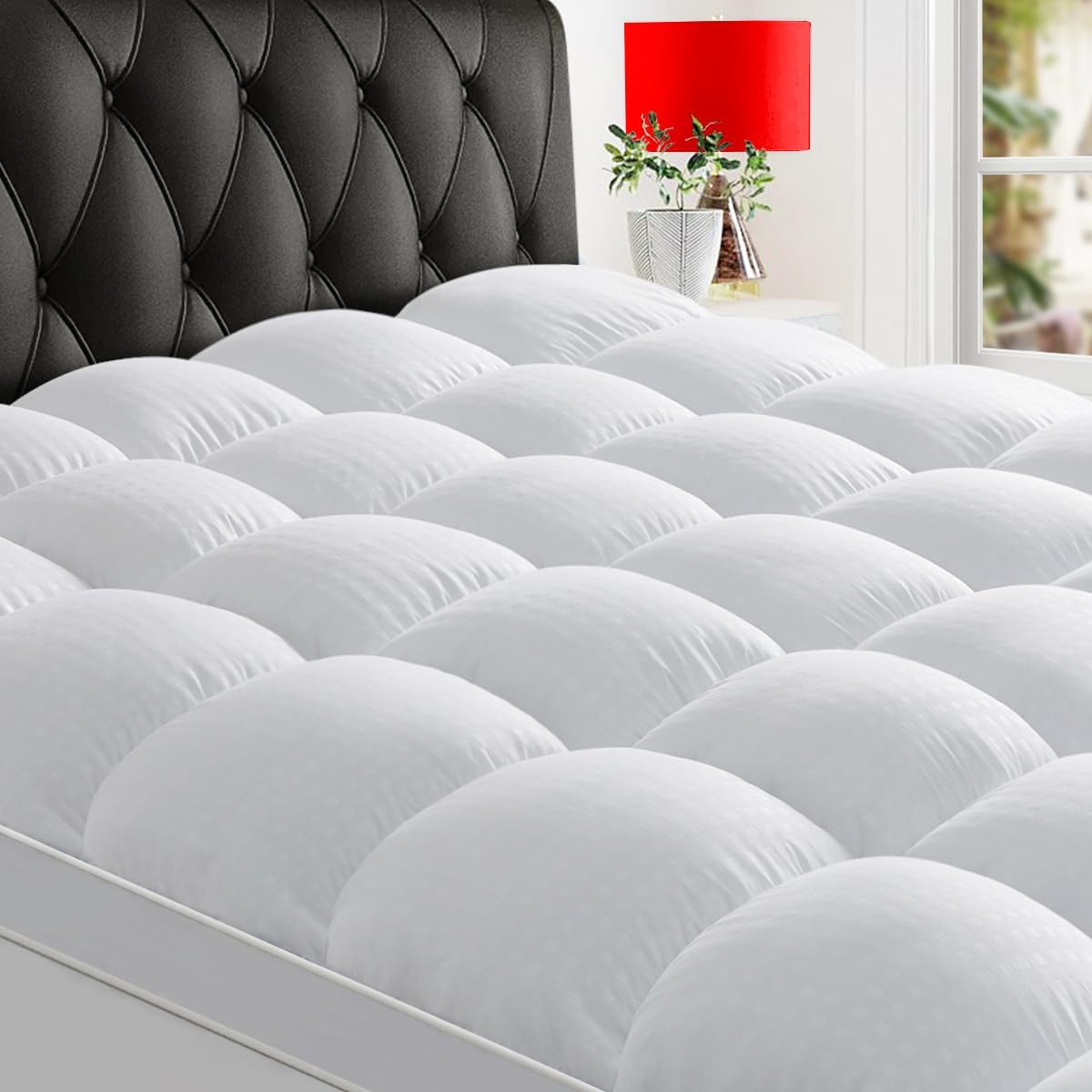 Extra Thick Mattress Topper, Down Alternative Overfill Plush Mattress Pad Cover Topper, Cooling Pillow Top with 8-21Inch Deep Pocket