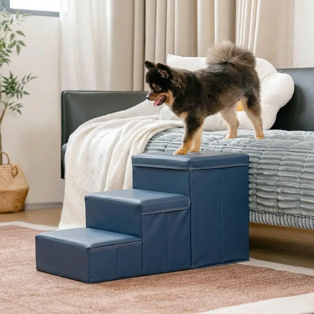 Arthritis-Friendly Multifunctional Foldable Non-Slip Dog Stairs with Storage and Condo