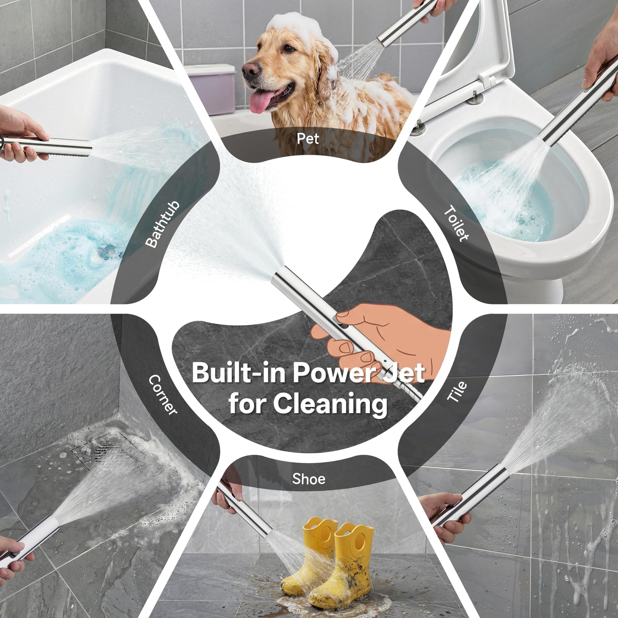 VEKEN All Metal 10 Dual Rain Shower Head Combo