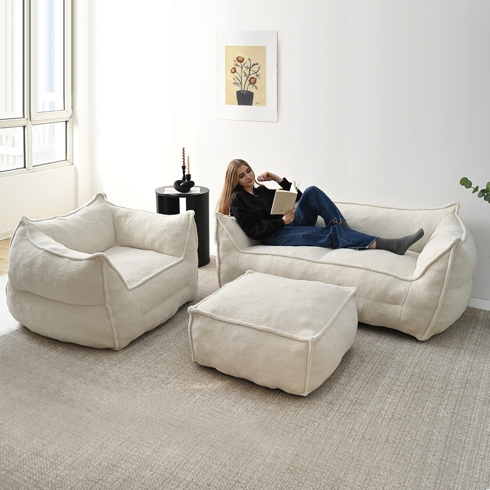 Lazy Sofa Couch Living Room Sofa Bean Bag Chair with Memory Foam