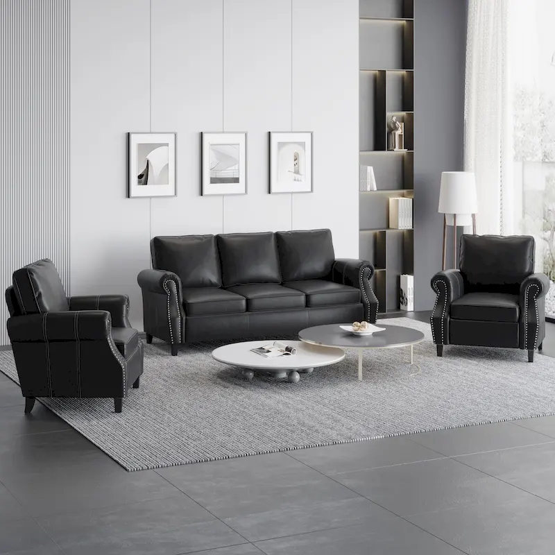 Christopher Knight Home Dowd Faux Leather 3-Piece Club Chair and Sofa Set