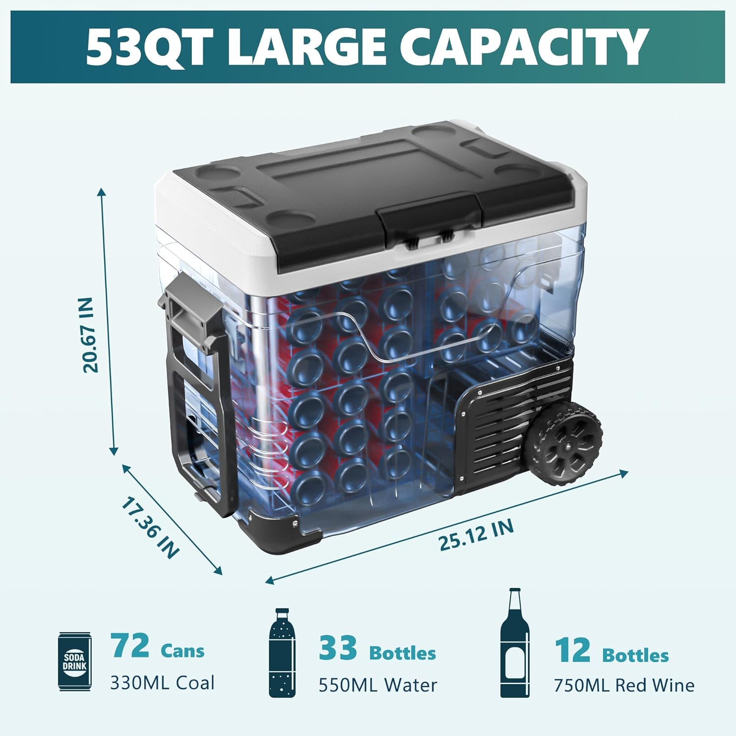 EUHOMY 12V Portable Refrigerator 53Qt Electric Cooler