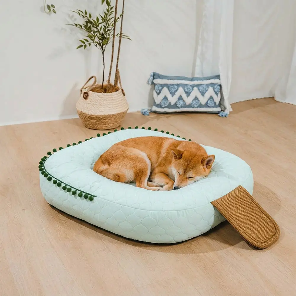 Cooling Ice Silk Heat Absorbing Dog Calming Bed Pet Bed - Ice Cream