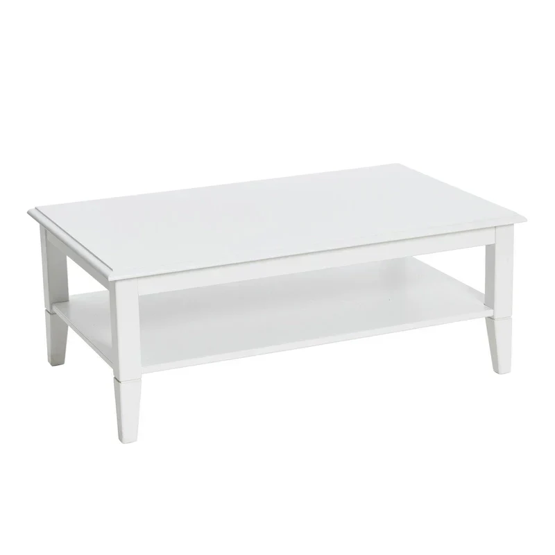 Storage Shelf Coffee Table with Sturdy Solid Wood Legs