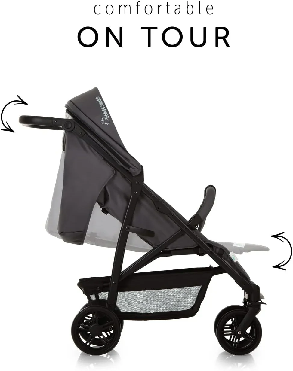 4X Carrito Bebe, desde el Nacimiento hasta 25 kg, Silla de Paseo Ligera, Silla Bebe, Reclinable, Plegable, Compacta, Mickey Mouse Gris
