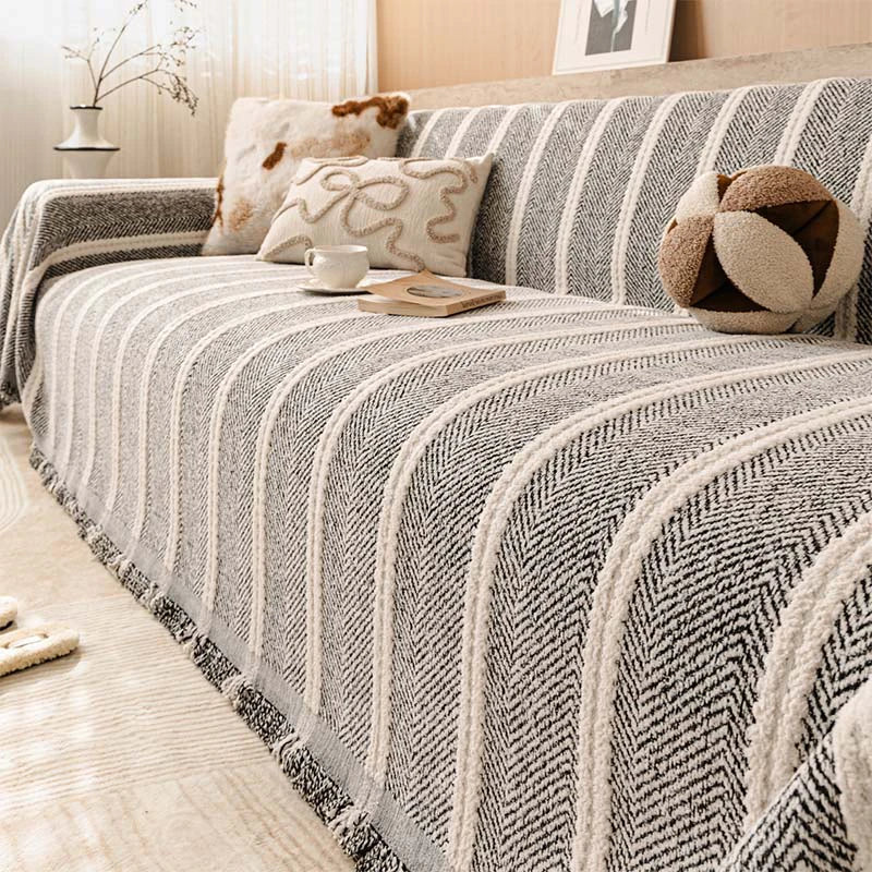 Large Herringbone Chenille Thickened Scratch-Resistant Sofa Protection Couch Cover