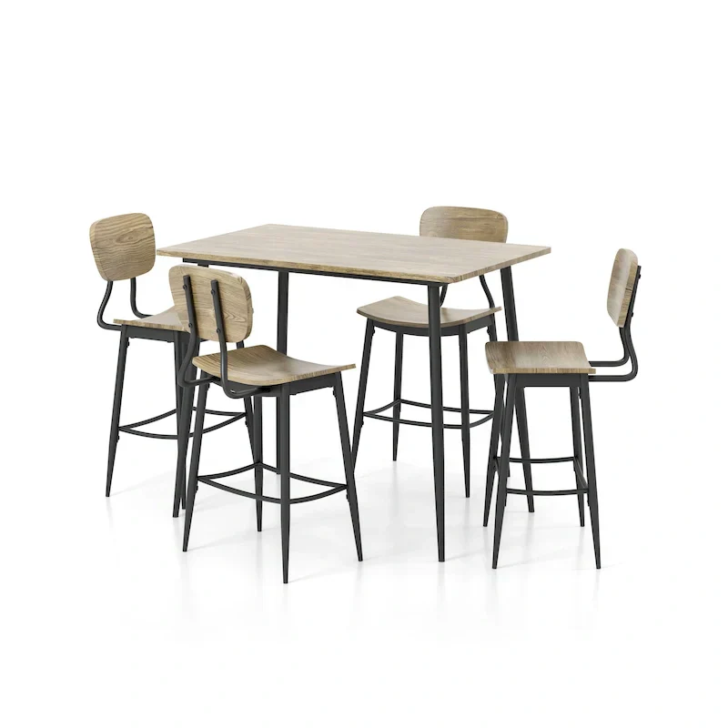 Cairo 5-Piece Counter Height Dining Table Set in Industrial Metal by Furniture of America