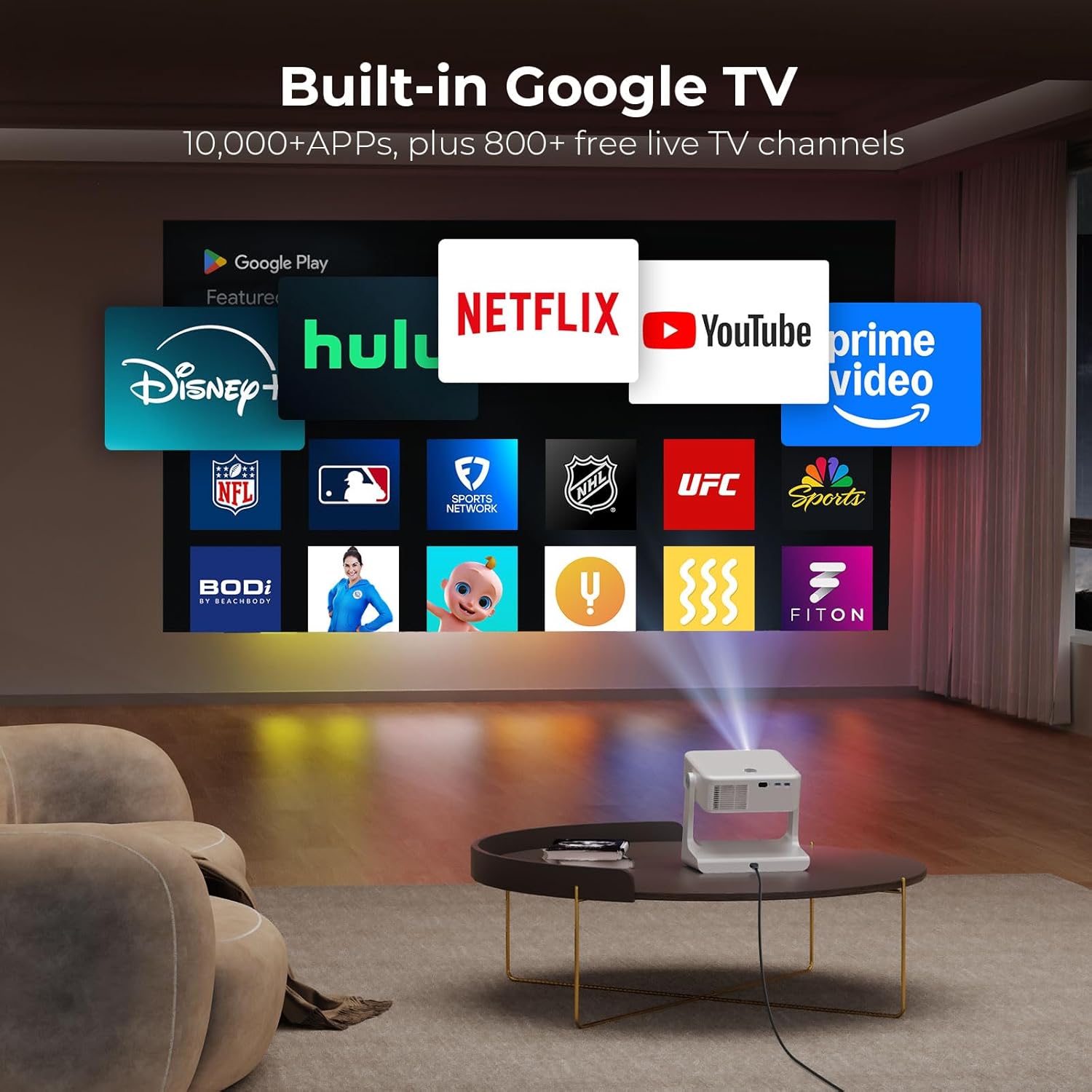 SOVBOI Outdoor Projector 4K - Smart WiFi6 Bluetooth, Netflix