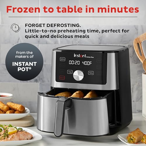 Instant Pot Vortex Plus 6QT XL Air Fryer, 6 in 1, Broils, Dehydrates, Crisps, Roasts, Reheats, Bakes for Quick Easy Meals, 100 In App Recipes, Dishwasher Safe, from the Makers of Instant Pot, Black : Home & Kitchen