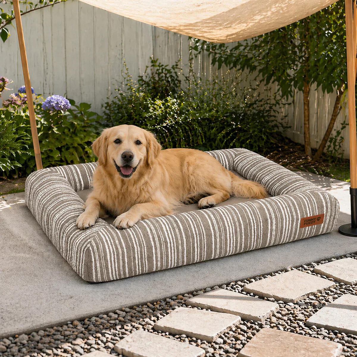 SnugNest Textured Stripe Orthopedic Outdoor Dog Bed