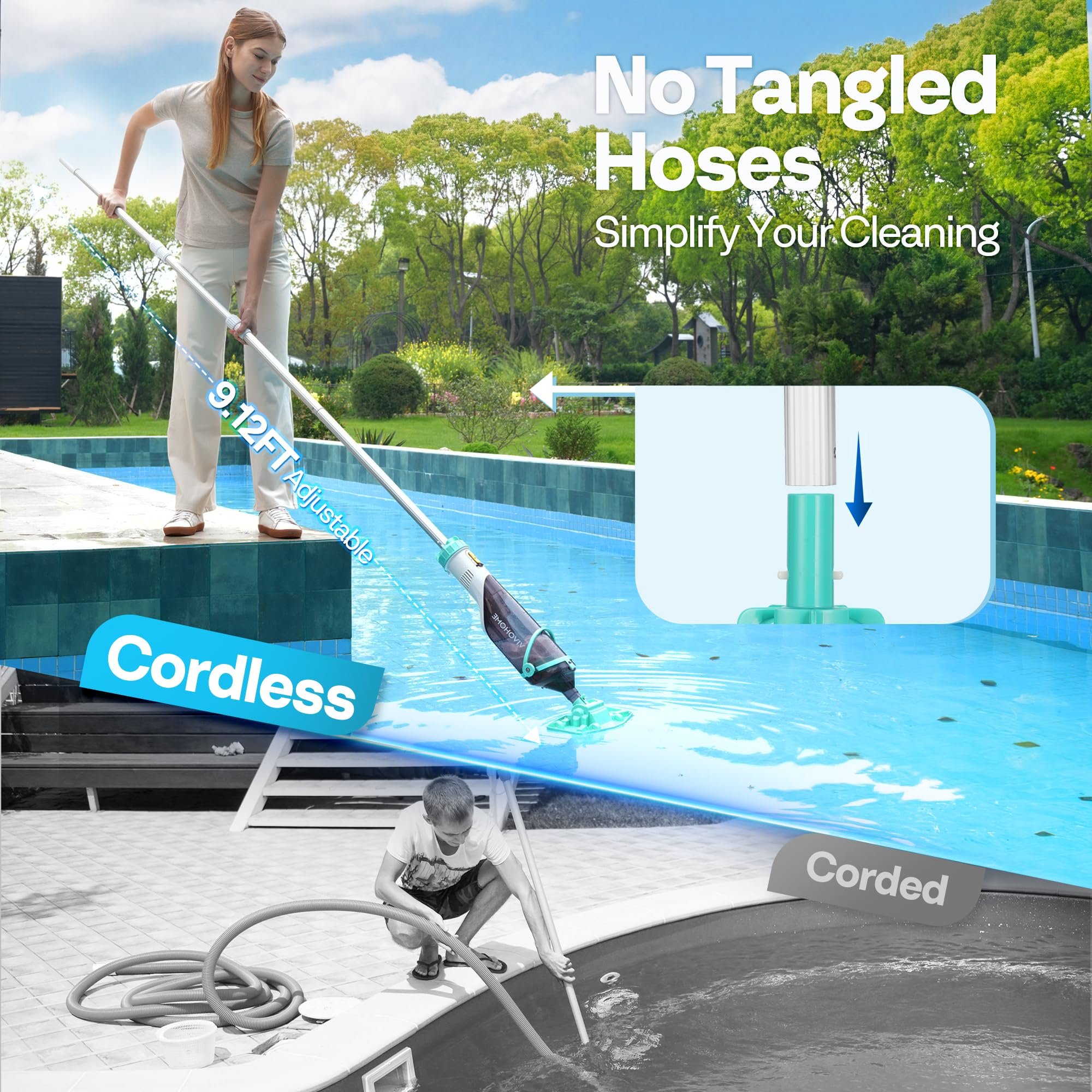 VIVOHOME Handheld Pool Vacuum - Cordless 1110 GPH Cleaner