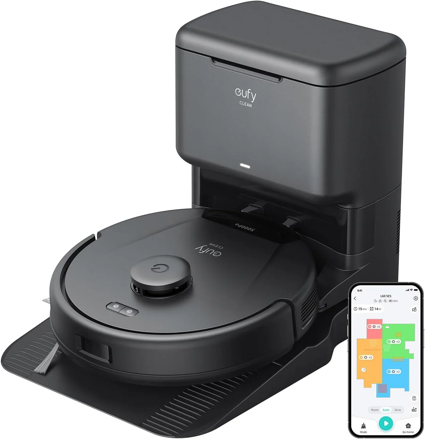 Robot Vacuum, Ultra Strong 5,000 Pa Suction, iPath Laser Navigation, for Deep Floor Cleaning, Ideal for Hair, Hard Floors