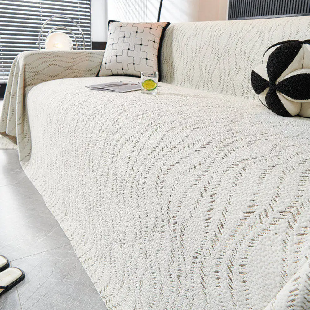 Leaf Pattern Cooling Ice Silk Sofa Protection Large Blanket Couch Cover
