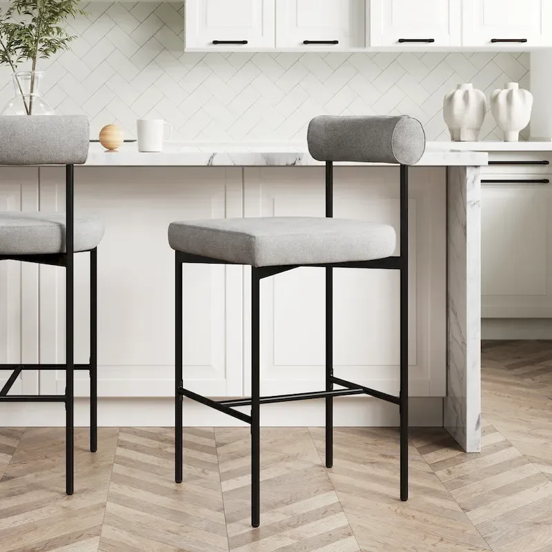 Nathan James Dahlia Upholstered Counter Height Barstool and Dining Chair with Backrest