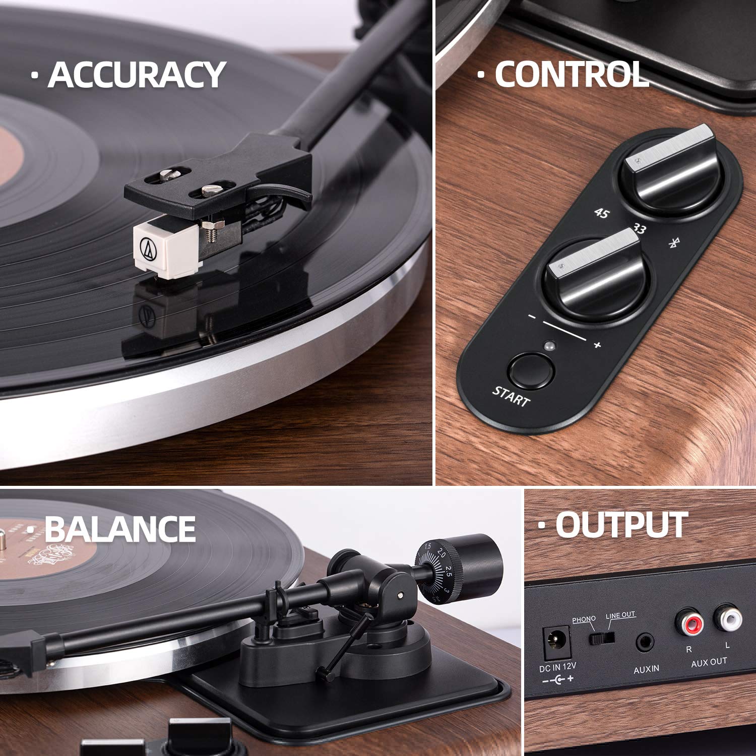1BYONE 1 BY ONE High Fidelity Turntable with Speakers