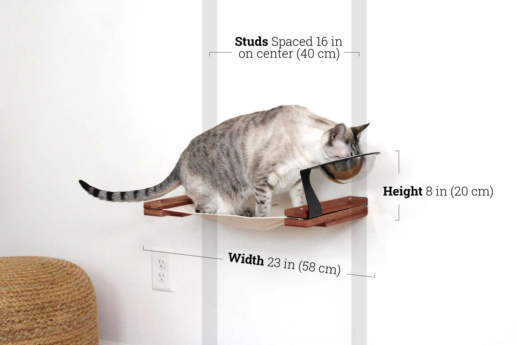 Dog Proof Cat Feeder - Wall-Mounted - Raised