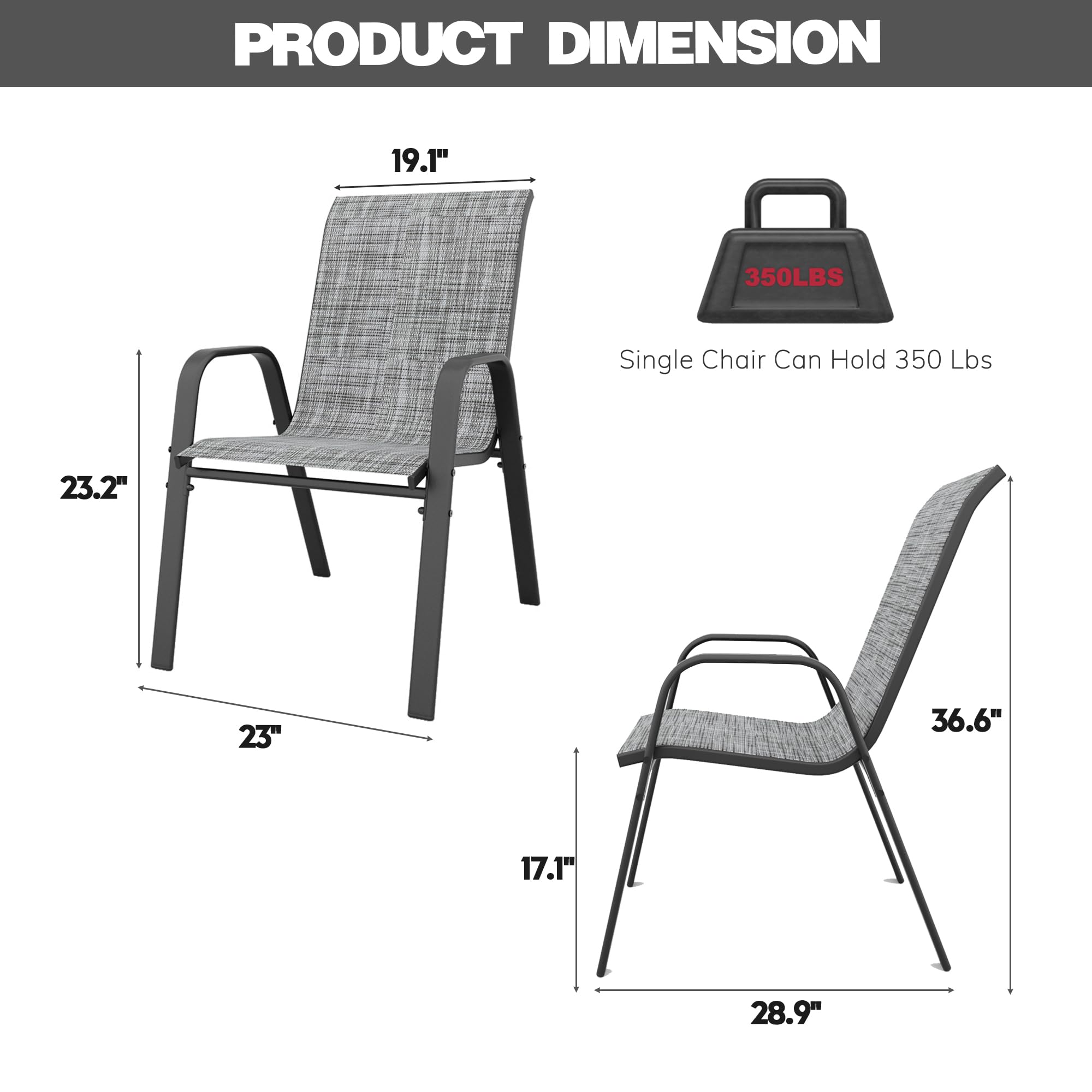 VIMSTORA Patio Chairs Set of 6 - Stackable Outdoor Seats