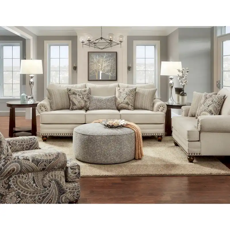 Capernicus Beige Paisley Pattern Accent Chair