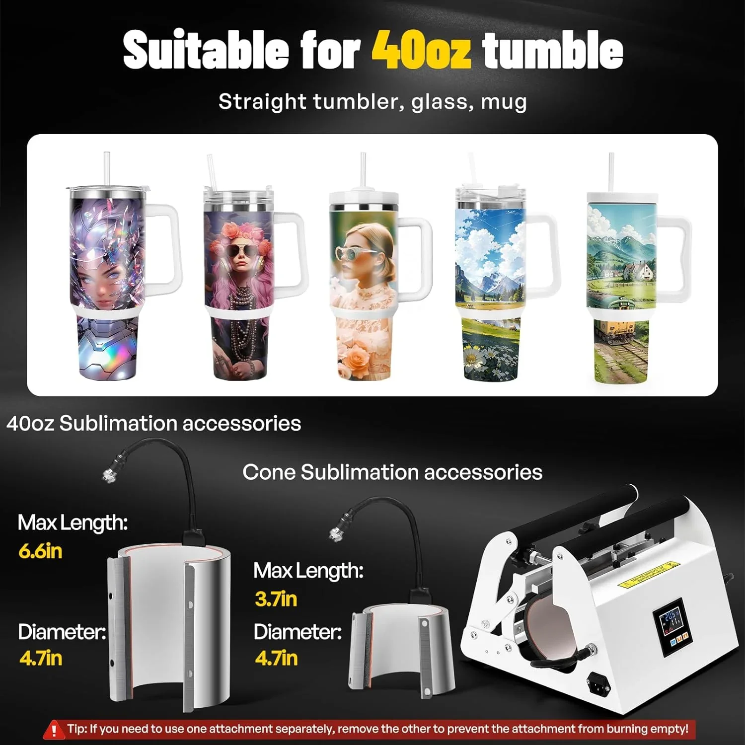 40oz Tumbler Press Tumbler Heat Press Sublimation 40 Oz Tumbler Top and Tapered Bottom Full Wrap - DIY Heat Transfer Vinyl