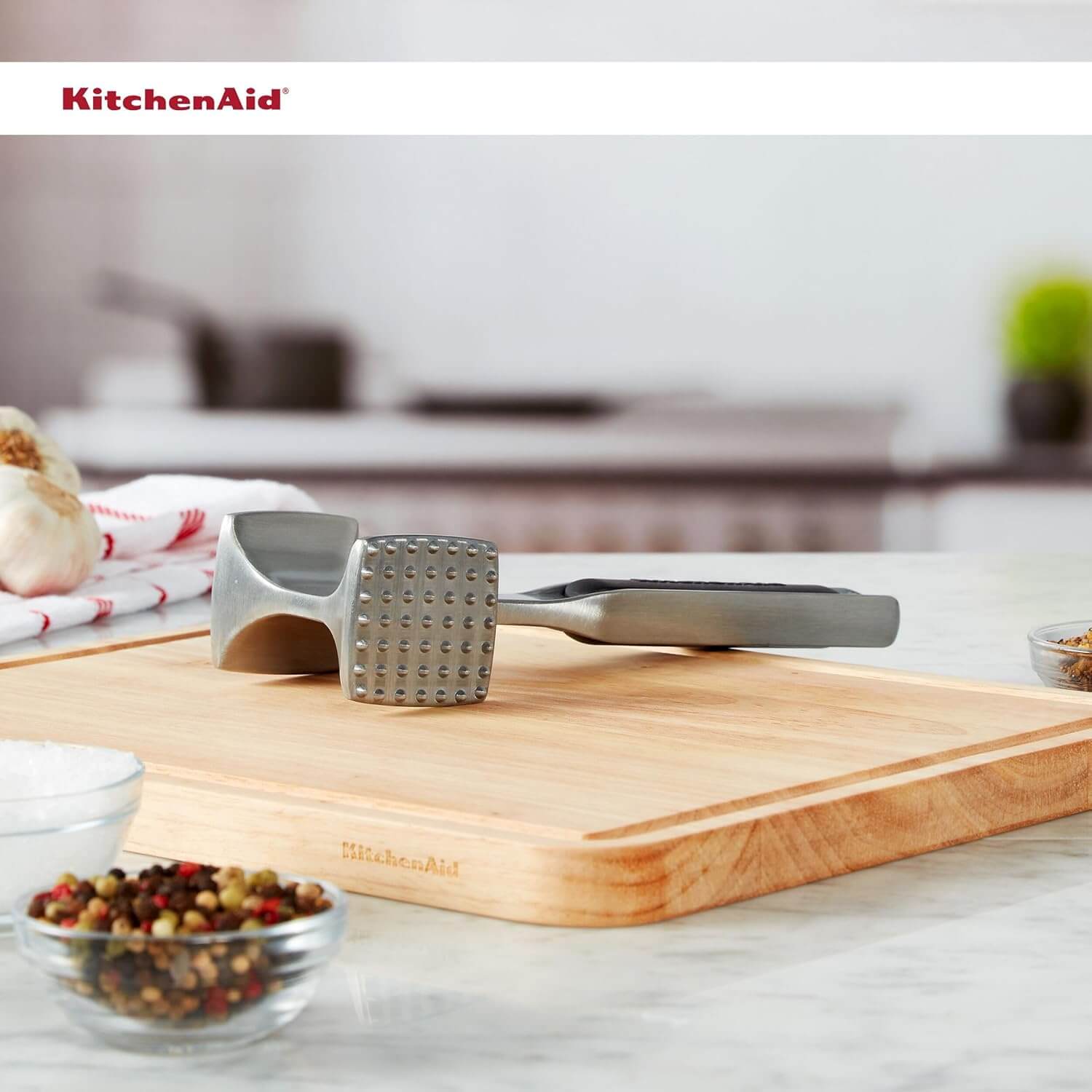 KitchenAid Gourmet Multi Sided Meat Tenderizer for Pounding Meats, Nuts, Shellfish, ect, Hang Hole for Easy Storage, Hand Wash, One Size, Black (Pack of 12)