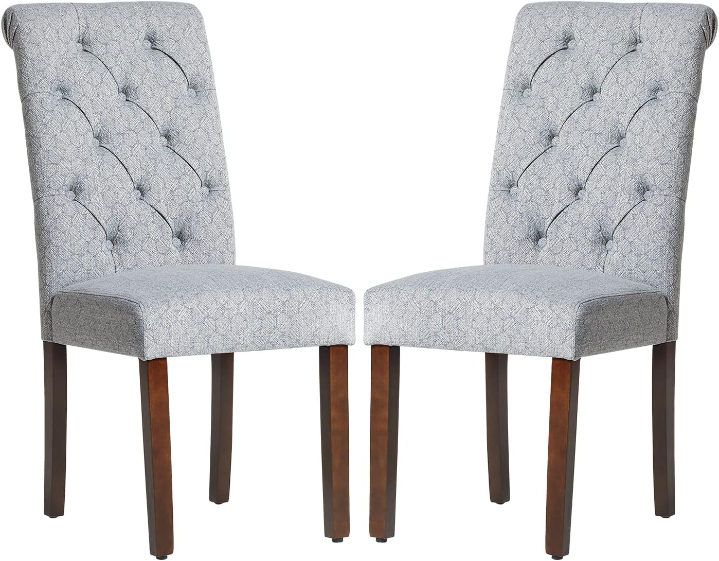 COLAMY Tufted Dining Room Chairs Set of 4, Parsons Diner Chairs Upholstered Fabric Side Kitchen Chairs with Solid Wood Legs and Padded Seat - Beige