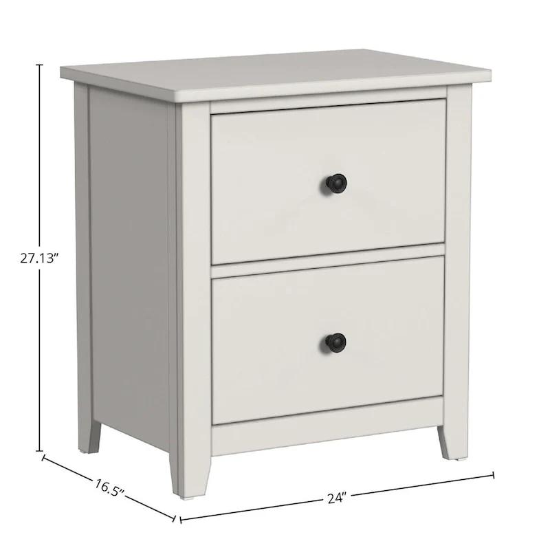 Lodge Cream-Finished Farmhouse Wood Nightstand with 2 Drawers
