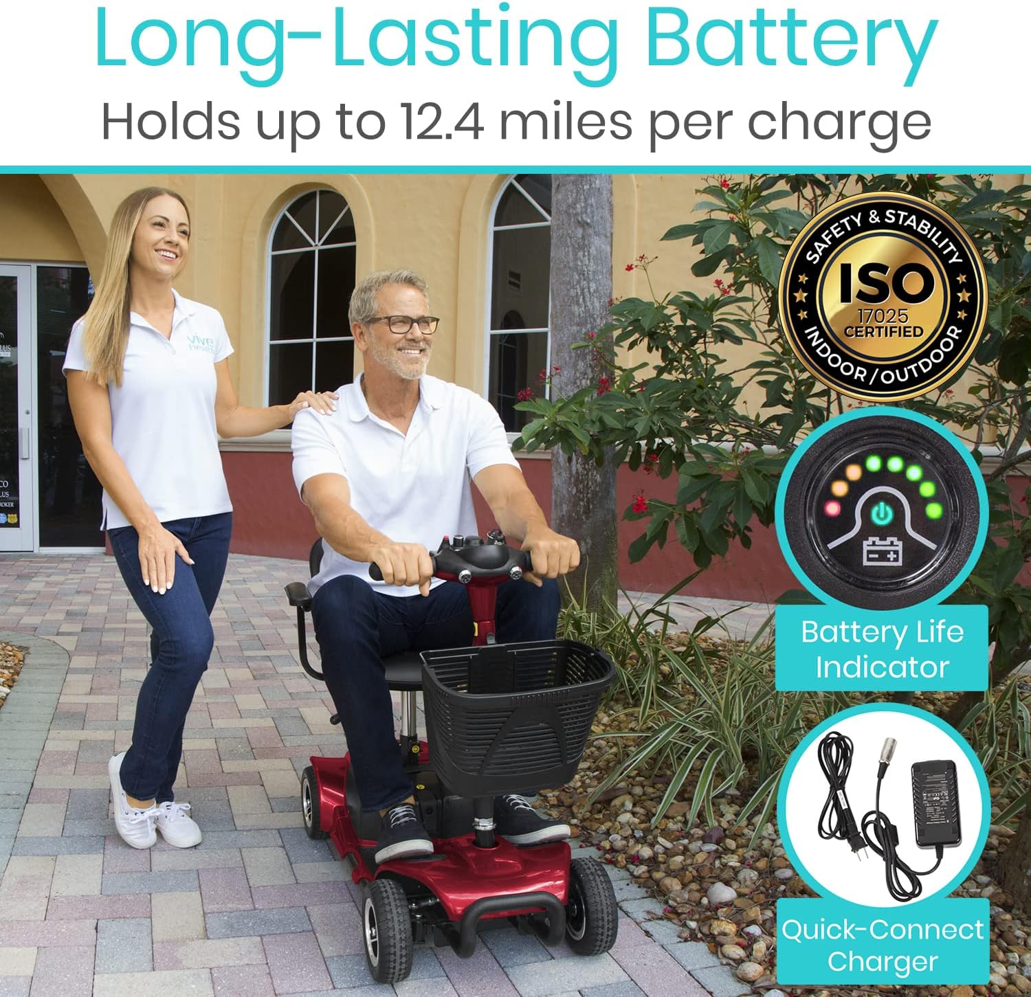 Vive 4 Wheel Mobility Scooter - Electric Powered Wheelchair Device
