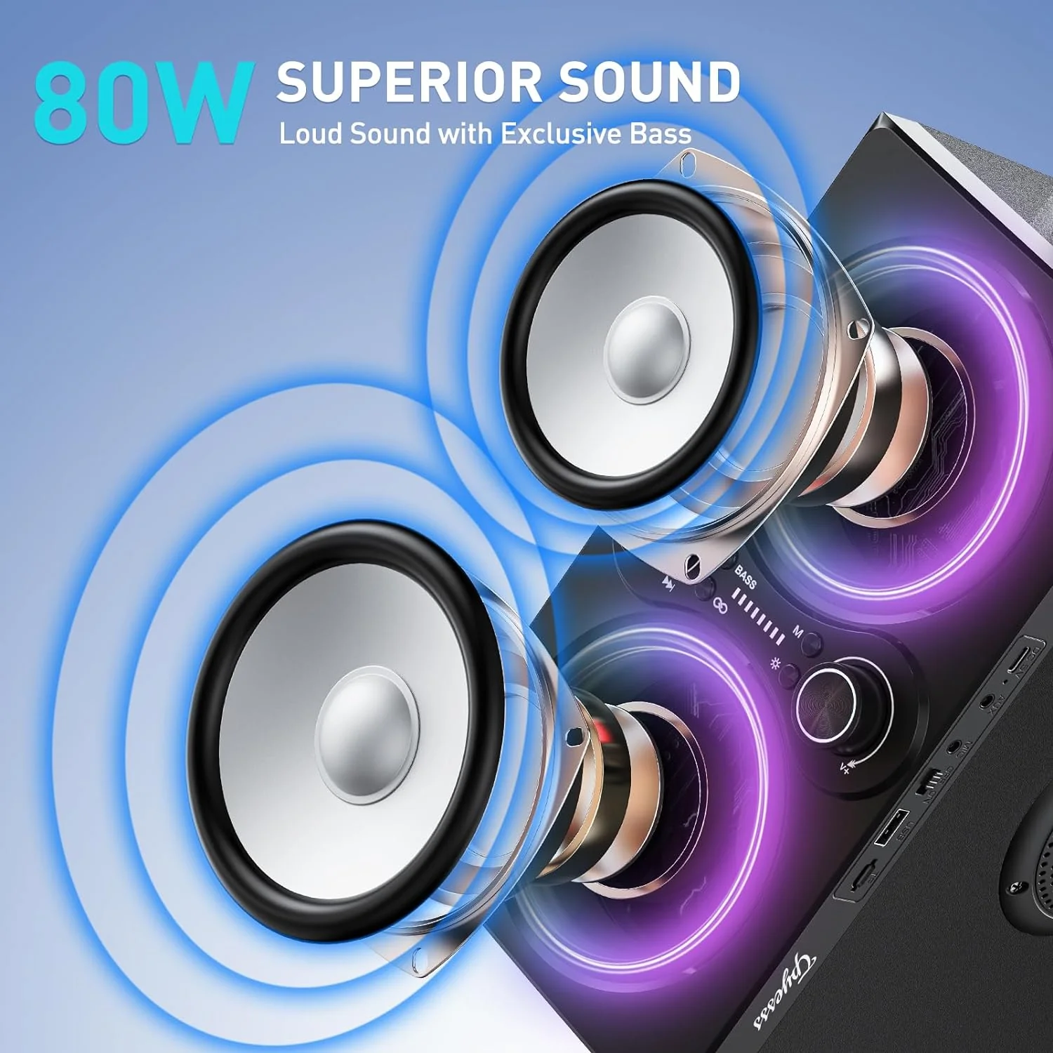 TPyesss 80W(Peak) Wireless TWS Portable Bluetooth Speaker