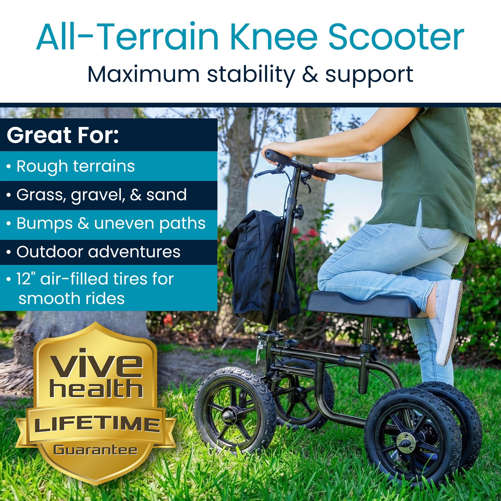 VIVE MOBILITY All Terrain Knee Scooter Walker for Foot Injuries