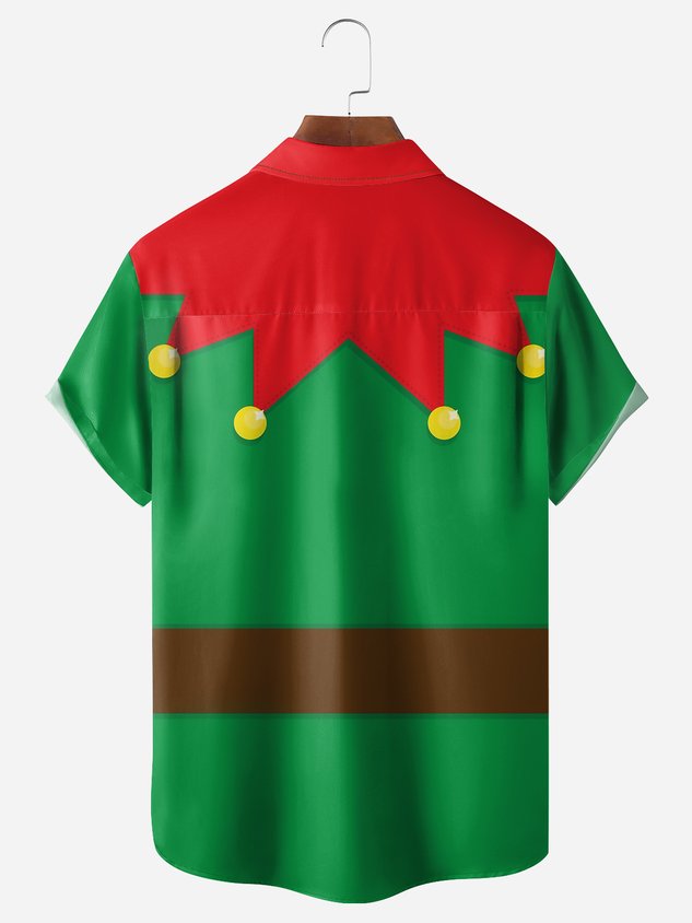 Christmas Elf Chest Pocket Short Sleeve Shirt