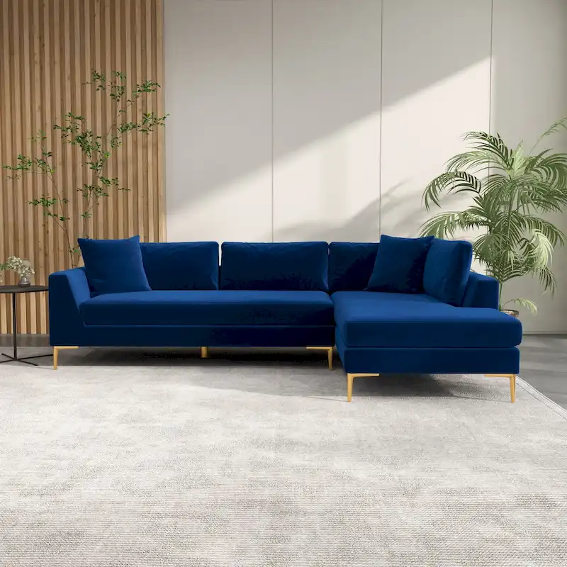 Mae Velvet Corner Sectional Sofa in Mid-Century Modern Style