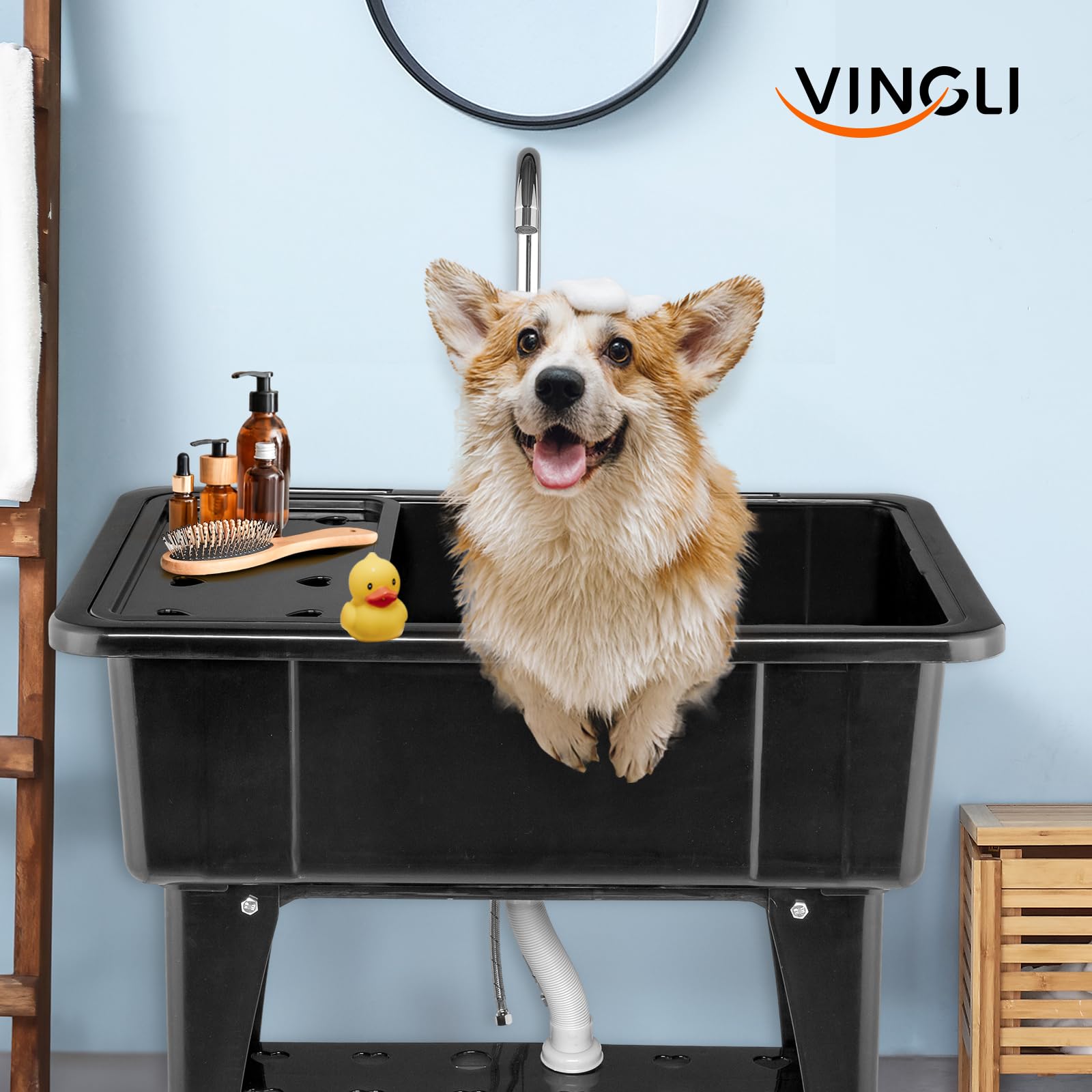 VINGLI 20-Gallon Laundry Utility Sink with Stainless Steel Faucet