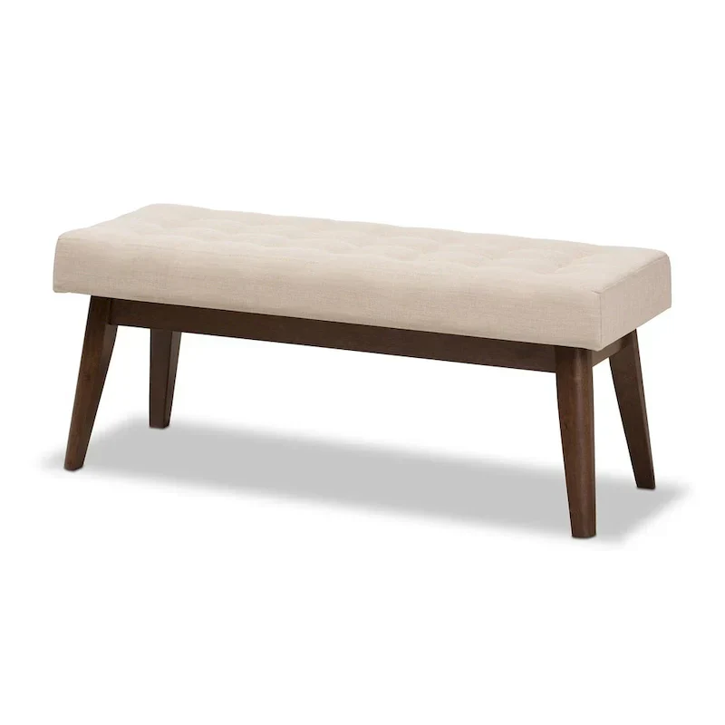 Baxton Studio Mid-Century Button-Tufted Fabric Bench
