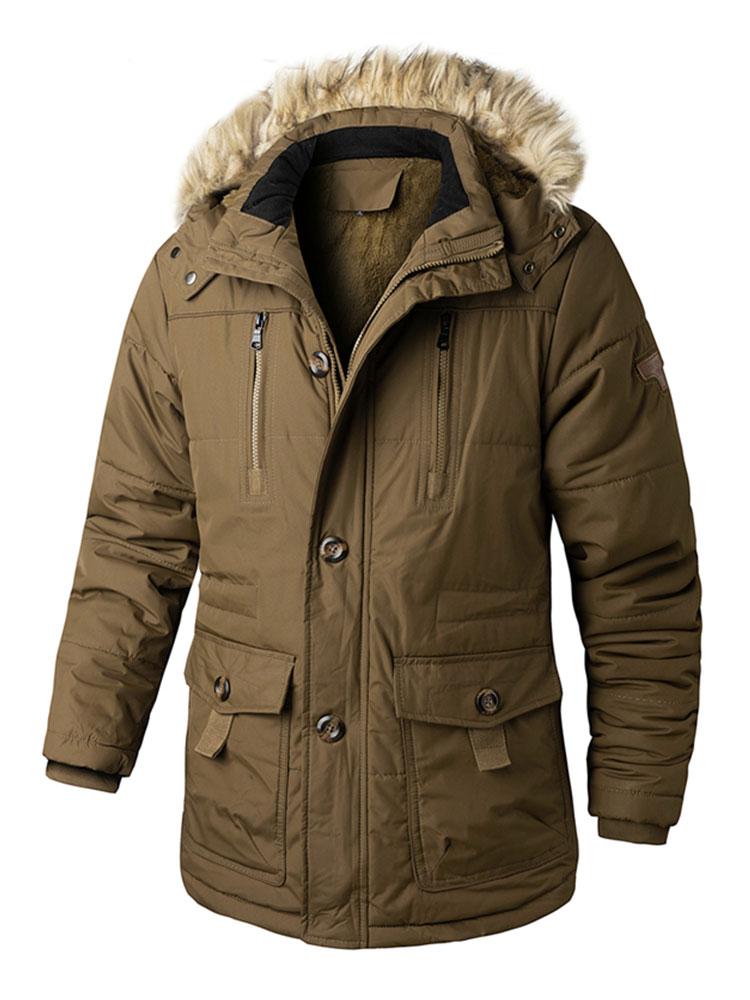 Faux Fur Collar Detachable Hooded Coat