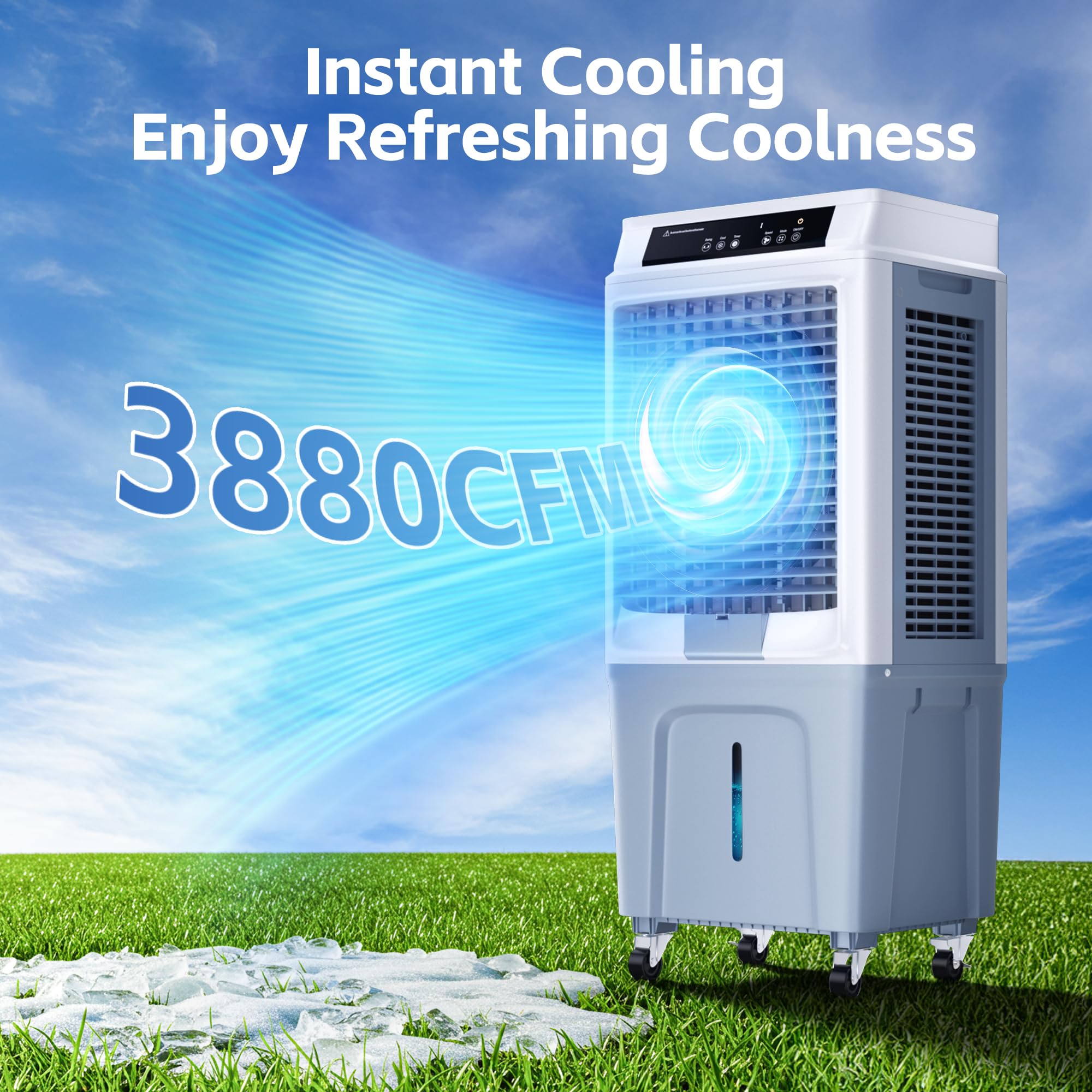 UTHFY Swamp Cooler 3880CFM with 10.6 Gal Water Tank